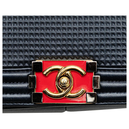 Chanel CC Medium Boy Bag Navy Perforated Leather "Unworn"