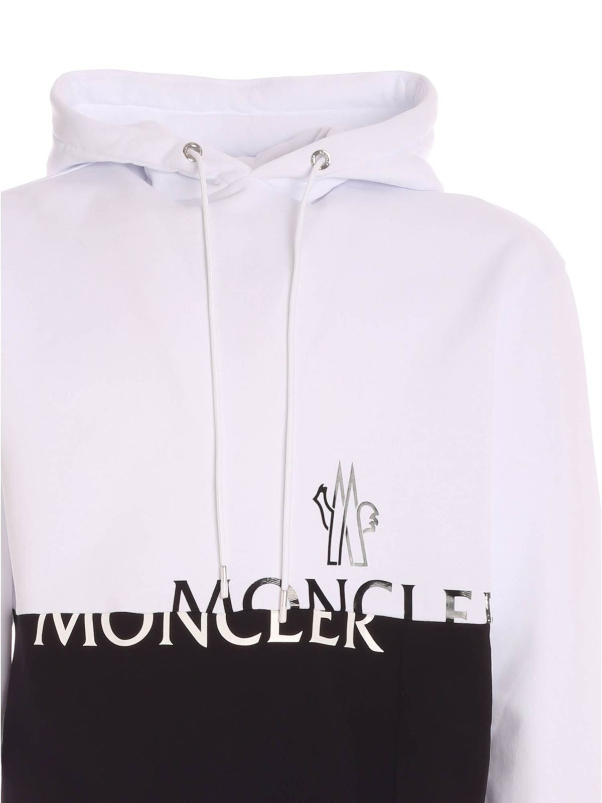 Moncler Color-Block Logo Hoodie White/Black (Pre-Loved)