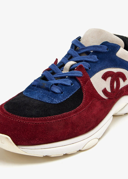 Chanel Multi-Color Suede & Mesh Low-Top Sneakers (Pre-Loved)