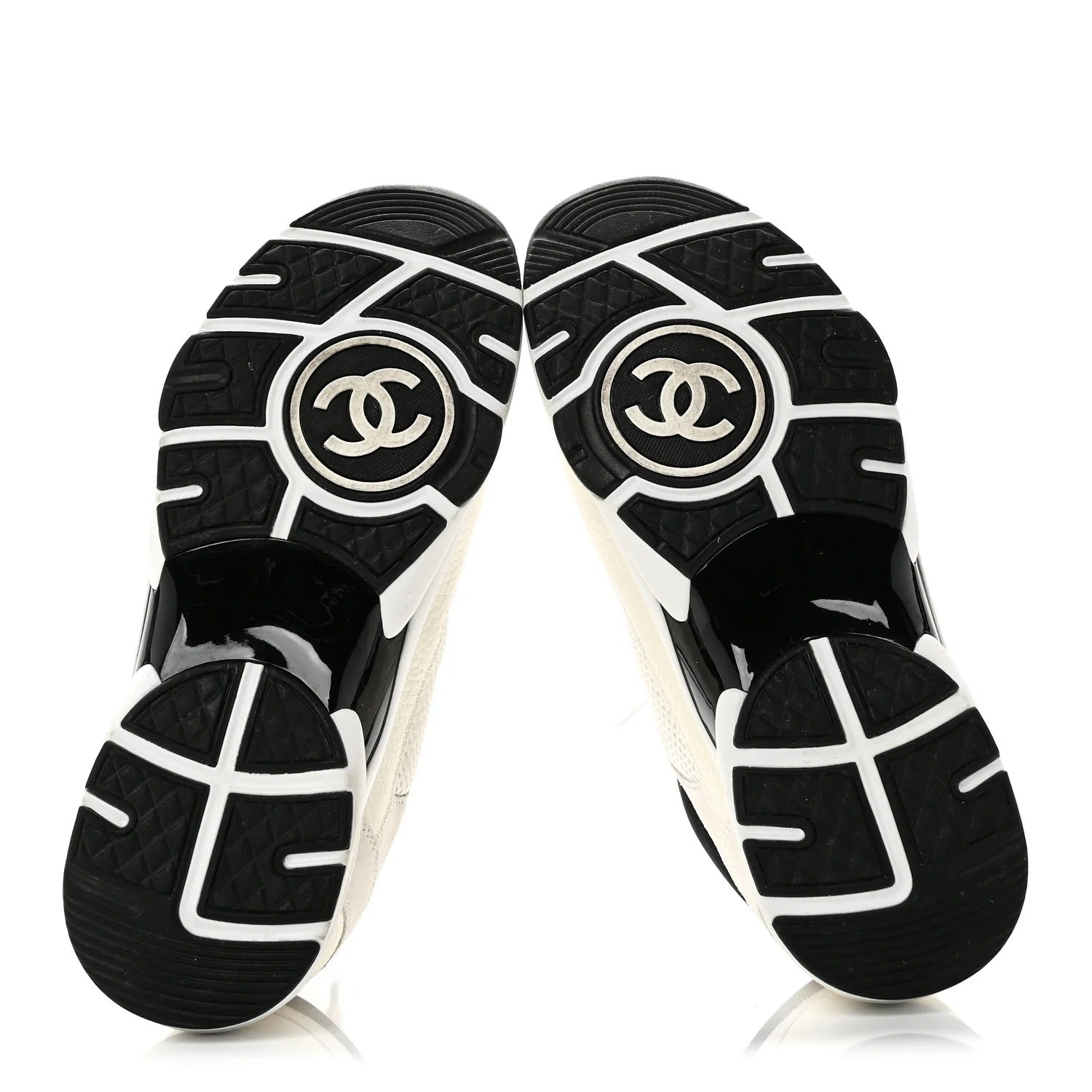 Chanel White and Black Runner Sneakers 