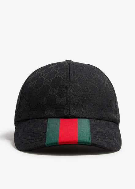 Gucci Original GG Canvas Web Stripe Black Baseball Hat (Pre-Loved)