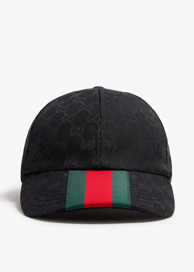 Gucci Original GG Canvas Web Stripe Black Baseball Hat (Pre-Loved)