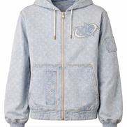 Louis Vuitton x NBA Monogram Bleached Denim Zip-Up Hoodie (Pre-Loved)