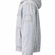 Louis Vuitton x NBA Monogram Bleached Denim Zip-Up Hoodie (Pre-Loved)