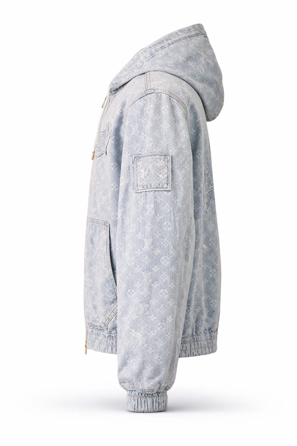 Louis Vuitton x NBA Monogram Bleached Denim Zip-Up Hoodie (Pre-Loved)