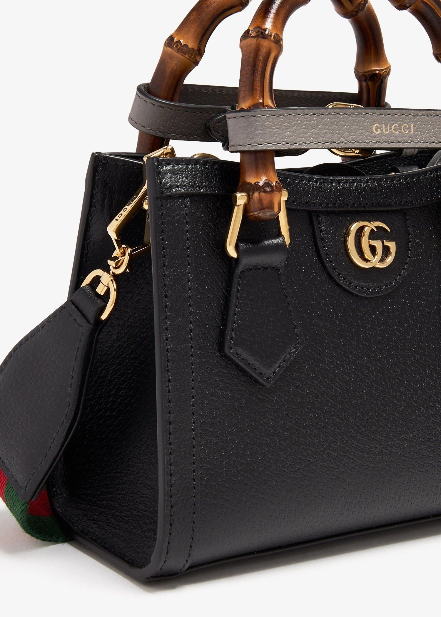 Gucci Black Leather Diana Small Tote Bag 