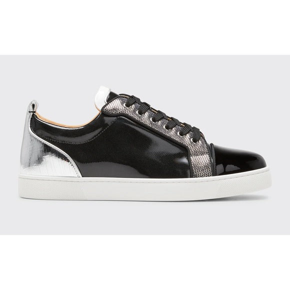 Christian Louboutin Black Patent & Silver Strass Louis Junior Sneakers (Pre-Loved)