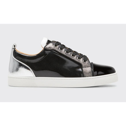 Christian Louboutin Black Patent & Silver Strass Louis Junior Sneakers (Pre-Loved)