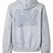 Louis Vuitton x NBA Monogram Bleached Denim Zip-Up Hoodie (Pre-Loved)