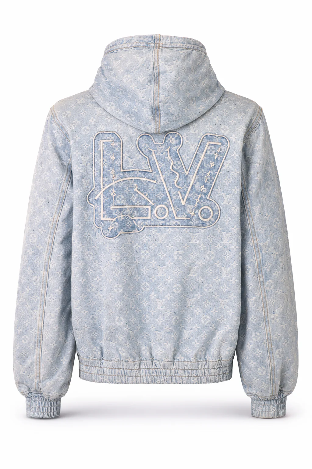Louis Vuitton x NBA Monogram Bleached Denim Zip-Up Hoodie (Pre-Loved)