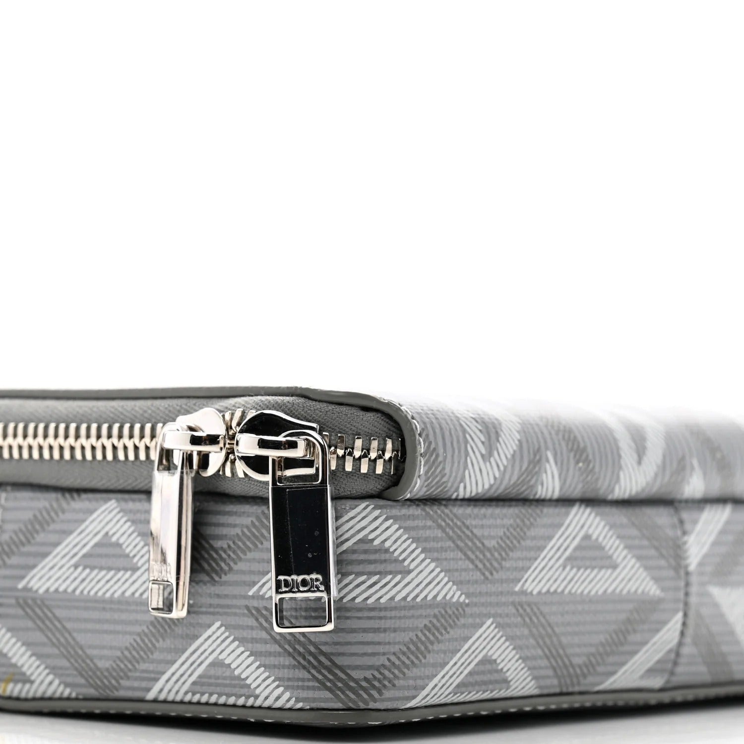 Dior CD Diamond Pouch Bag Grey Coated Canvas 