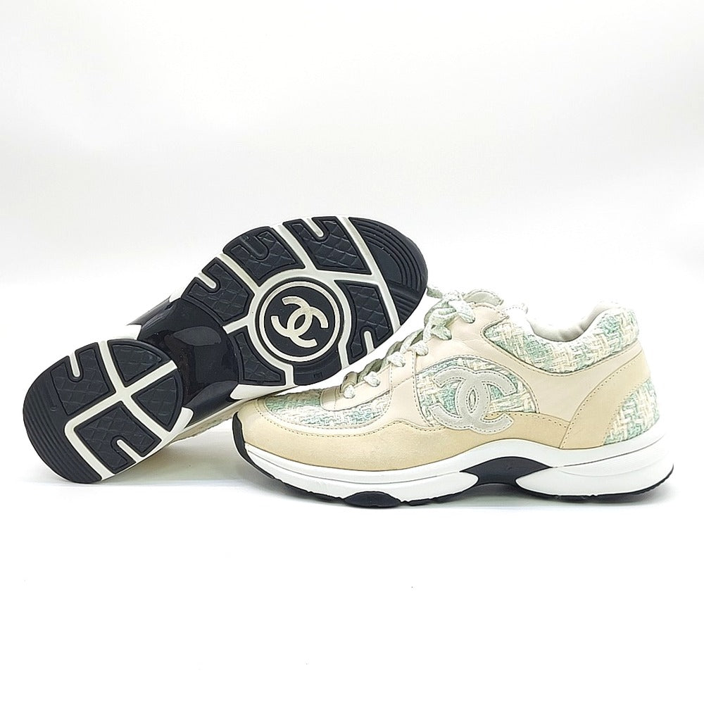 Chanel Tweed Runners Cream & Light Blue 