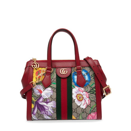 Gucci Ophidia GG Flora Red Leather Small Tote Bag (Pre-Loved)