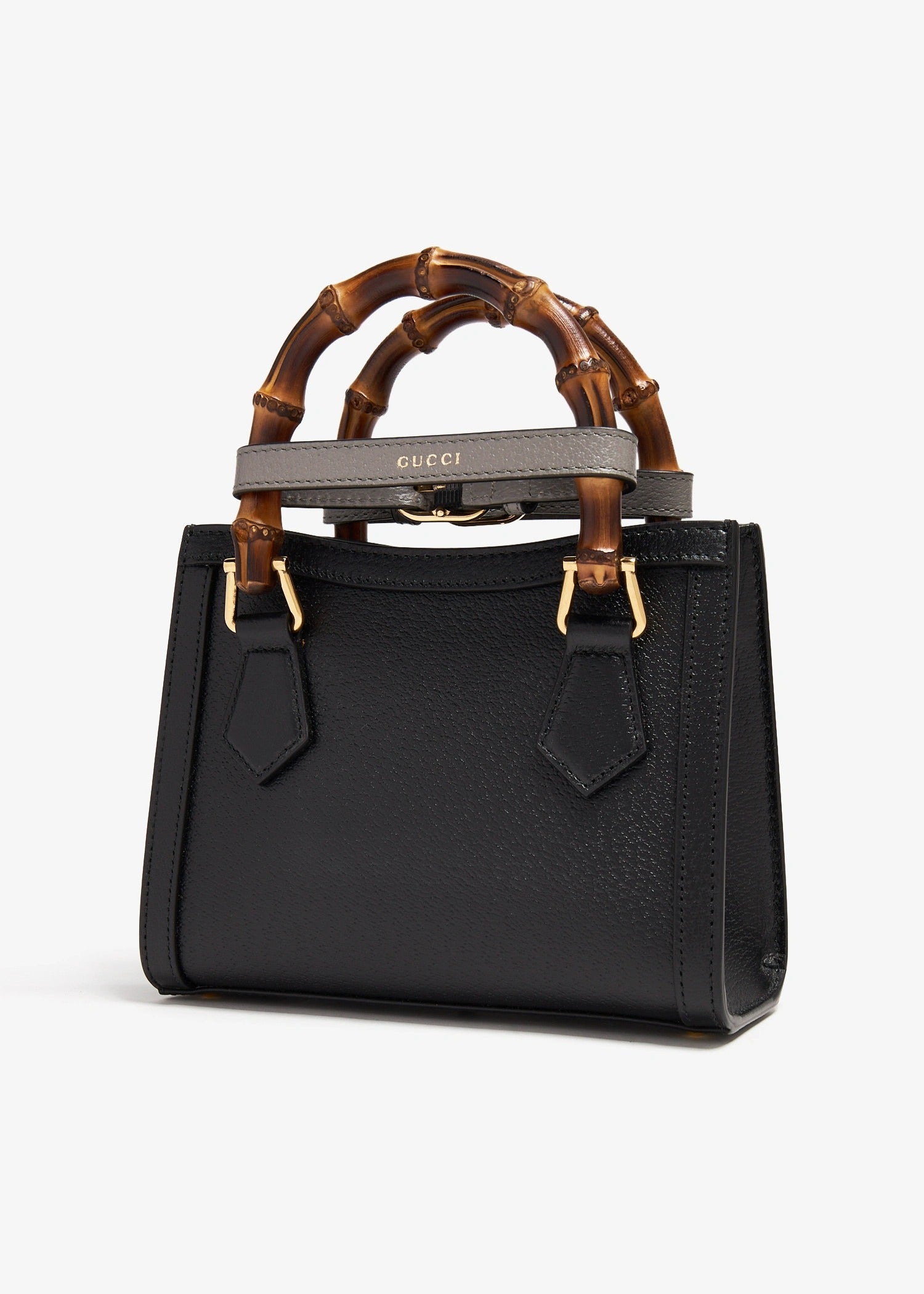 Gucci Black Leather Diana Small Tote Bag 