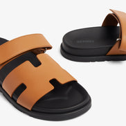 Hermès Chypre Sandal Gold Calfskin with Black Sole 