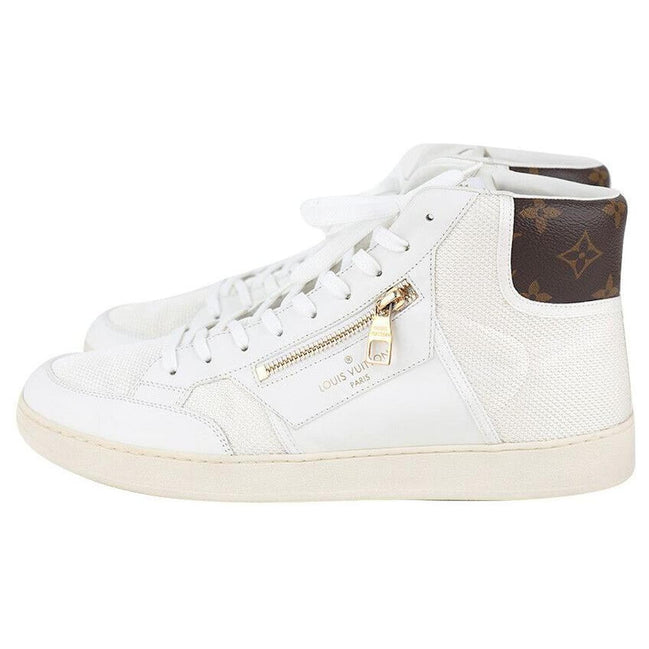 Louis Vuitton Rivoli White Leather Monogram High-Top Sneakers (Pre-Loved)