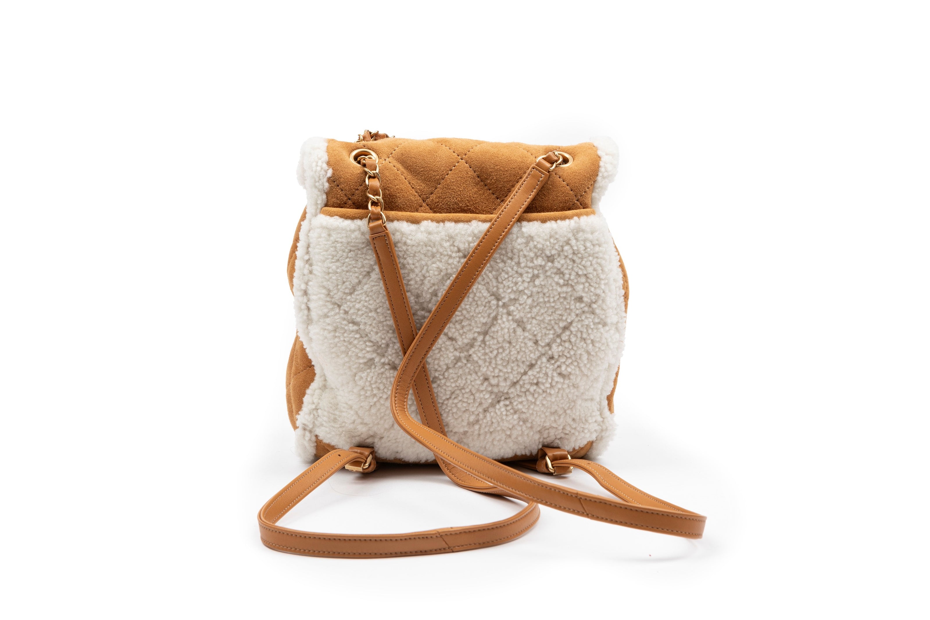 Chanel Coco Neige Shearling Suede Beige Backpack 