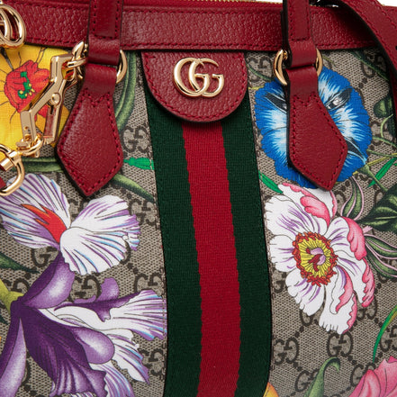 Gucci Ophidia GG Flora Red Leather Small Tote Bag (Pre-Loved)