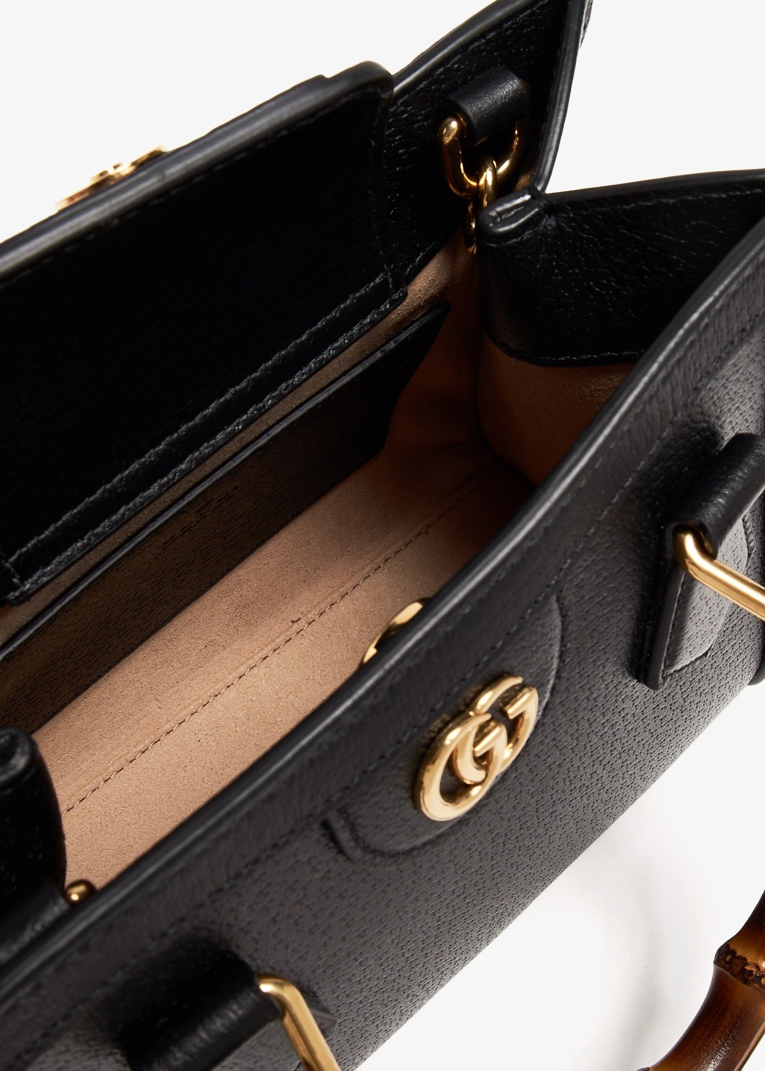 Gucci Black Leather Diana Small Tote Bag 