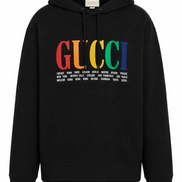 Gucci Black Rainbow Cities Logo Hoodie 