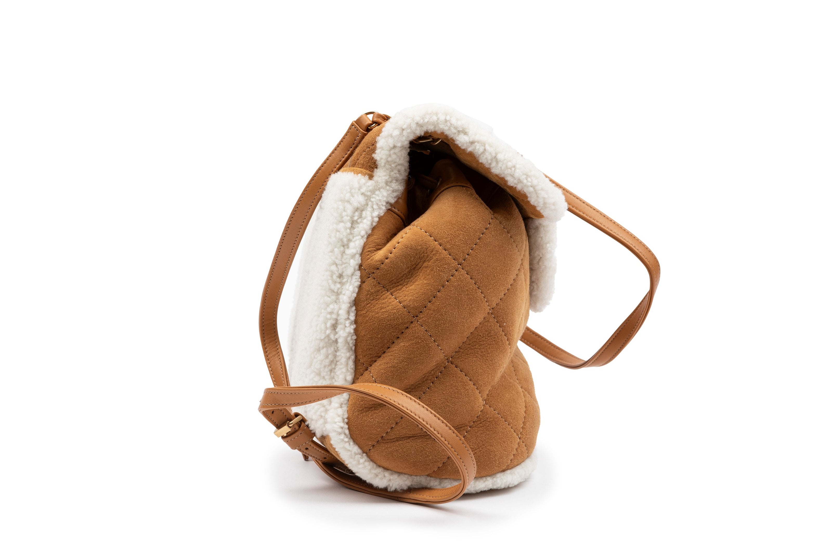 Chanel Coco Neige Shearling Suede Beige Backpack 