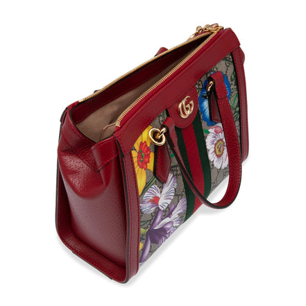 Gucci Ophidia GG Flora Red Leather Small Tote Bag (Pre-Loved)