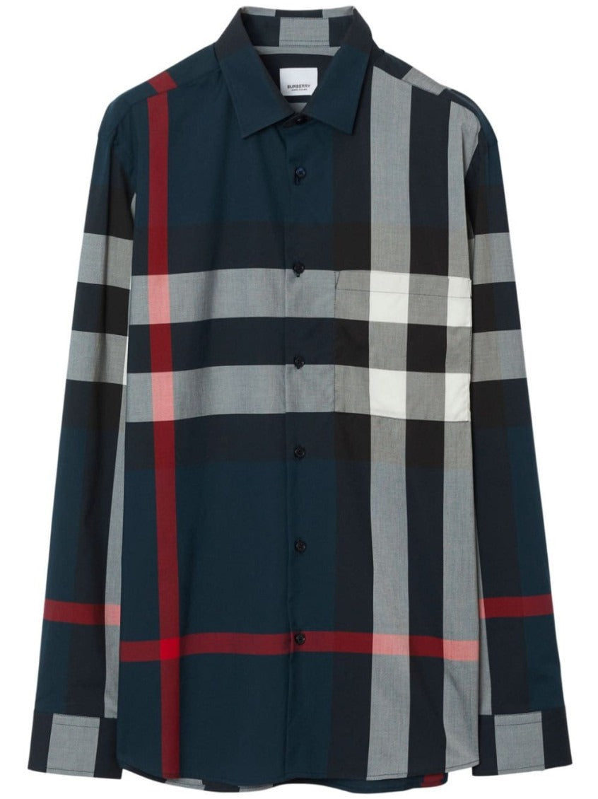 Burberry Charcoal and Red Check Long-Sleeve Shirt (Pre-Loved)