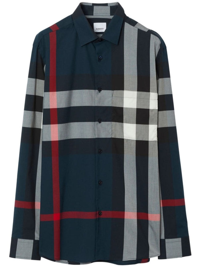 Burberry Charcoal and Red Check Long-Sleeve Shirt (Pre-Loved)
