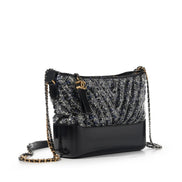 Chanel Medium Plastic Chevron Gabrielle Tweed Hobo Bag (Pre-Loved)