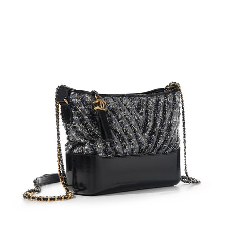 Chanel Medium Plastic Chevron Gabrielle Tweed Hobo Bag (Pre-Loved)