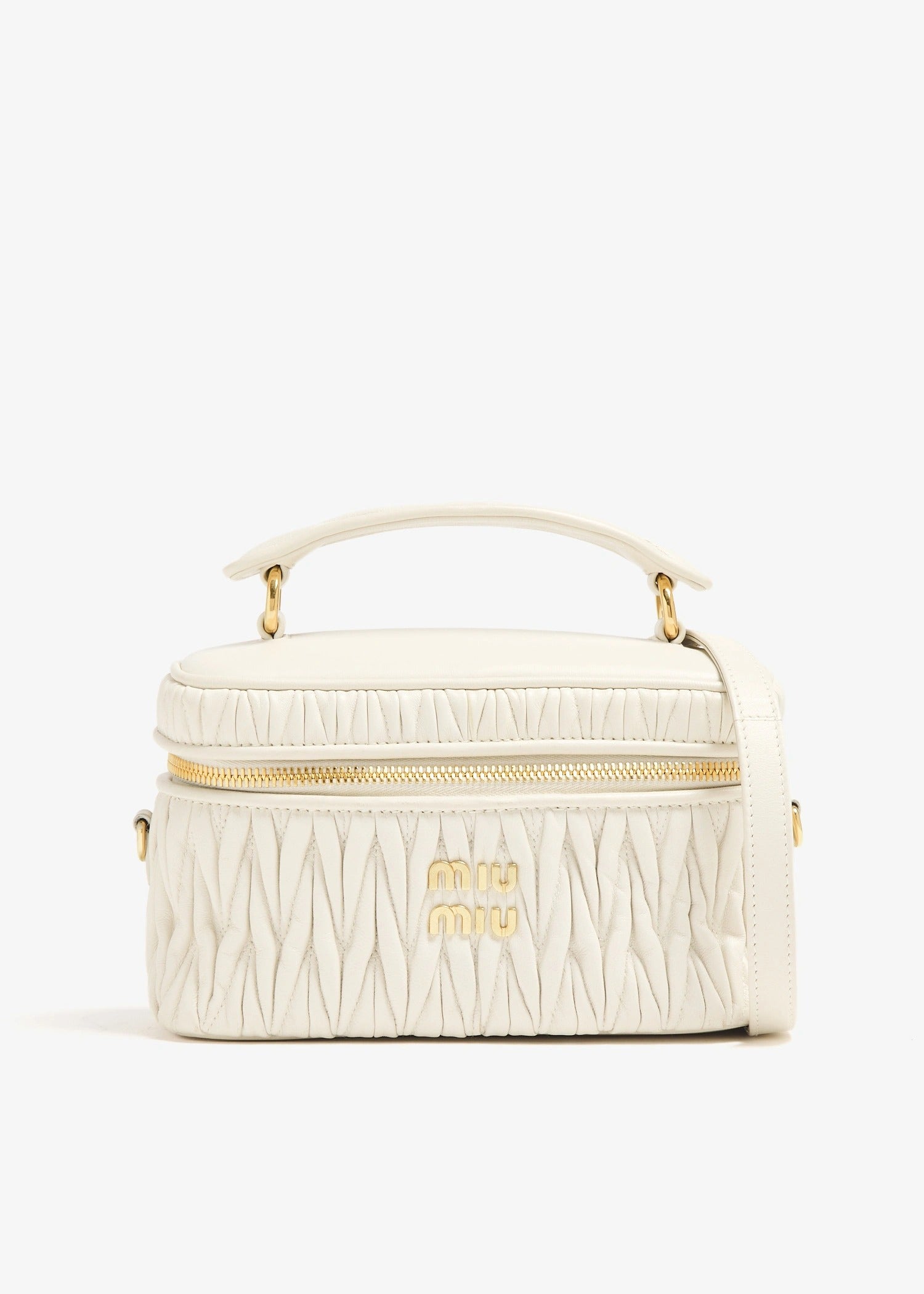 Miu Miu Matelassé Nappa Leather Vanity Case White (Pre-Loved)