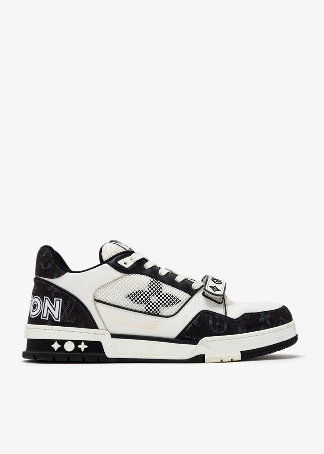 Louis Vuitton Black & White Monogram Denim LV Trainer "Unworn"