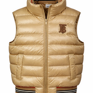 Burberry Gold Nylon Icon Stripe TB Monogram Puffer Gilet (Pre-Loved)