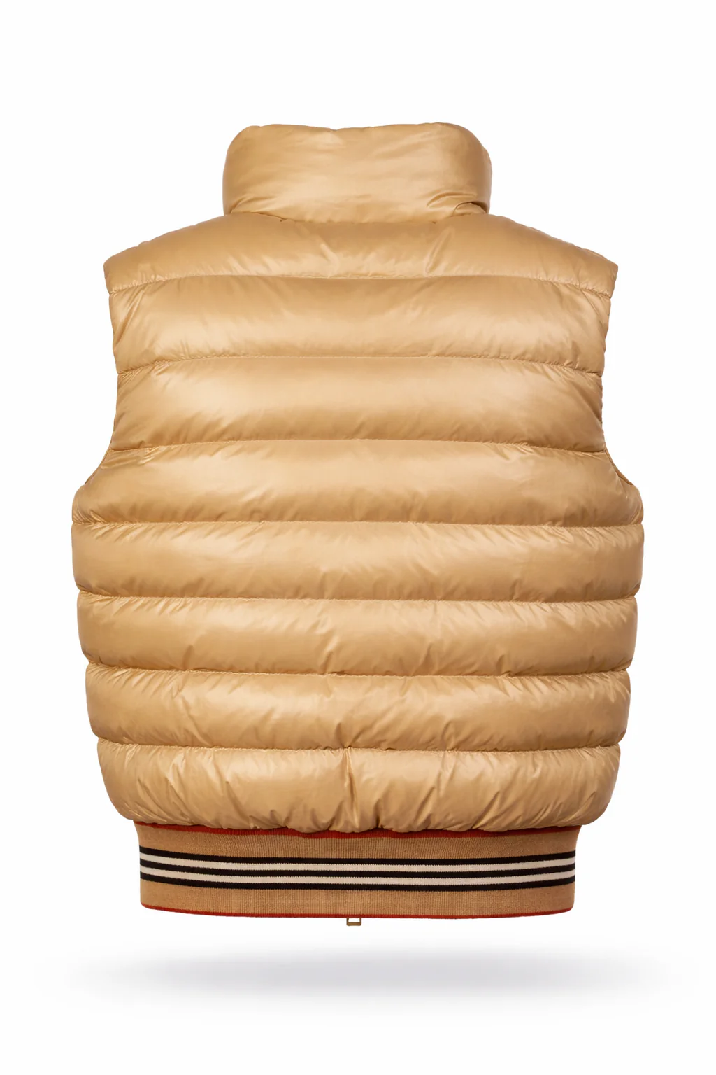 Burberry Gold Nylon Icon Stripe TB Monogram Puffer Gilet (Pre-Loved)
