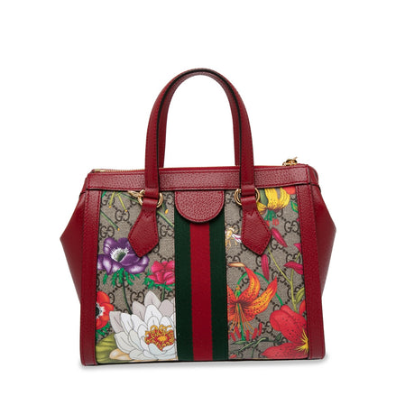 Gucci Ophidia GG Flora Red Leather Small Tote Bag (Pre-Loved)