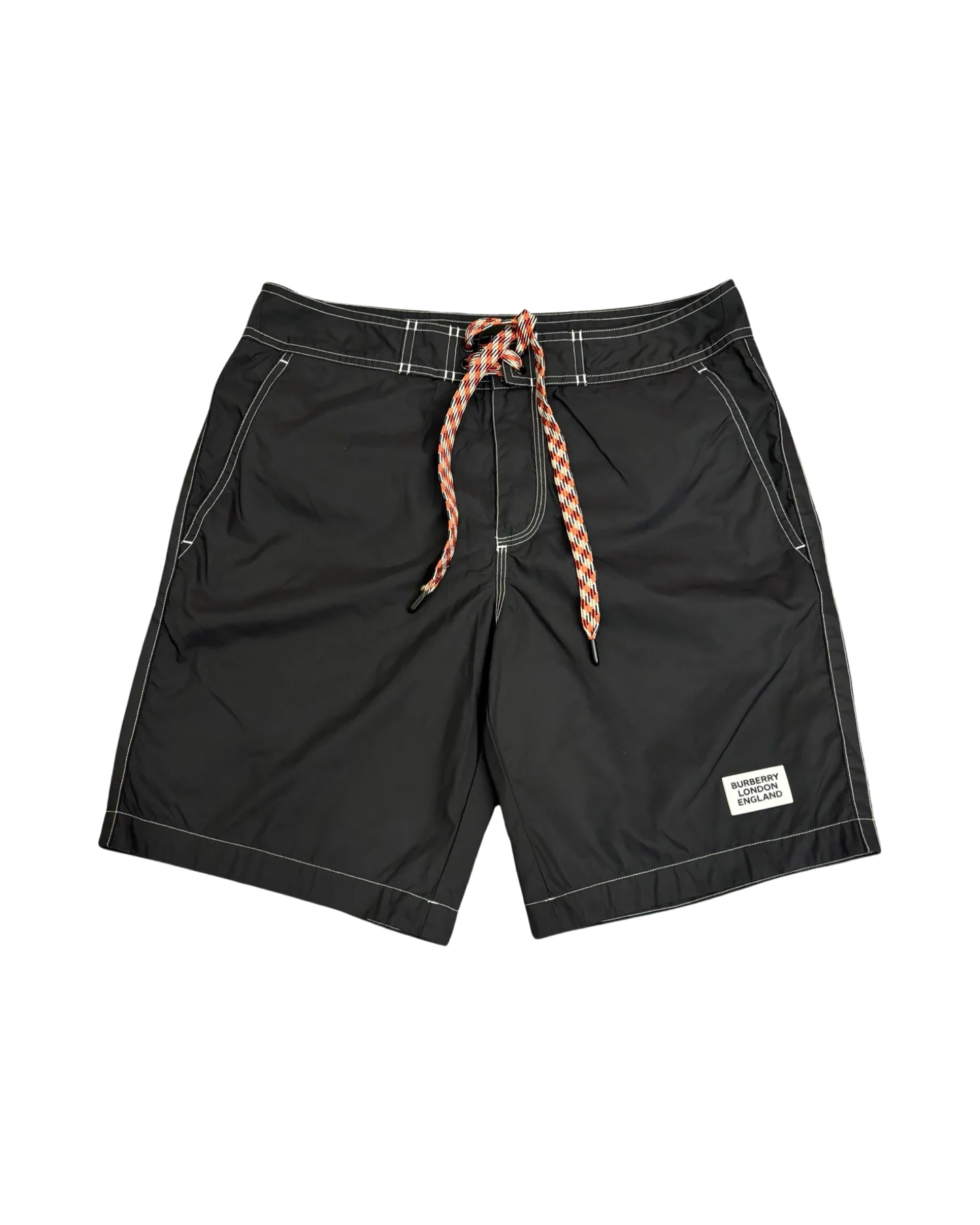 Burberry London England Patch Contrast Stitch Black Swim Shorts 