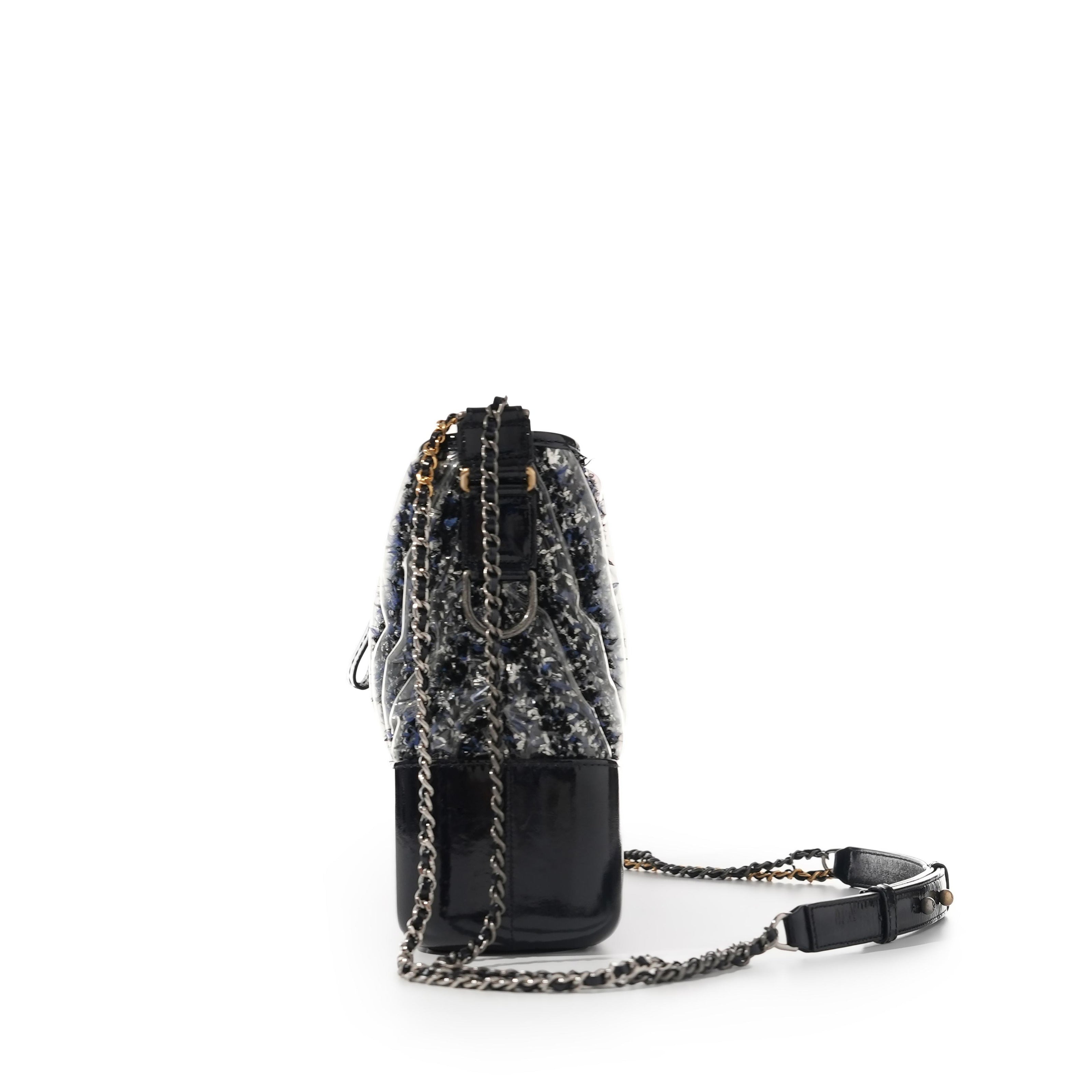 Chanel Medium Plastic Chevron Gabrielle Tweed Hobo Bag (Pre-Loved)
