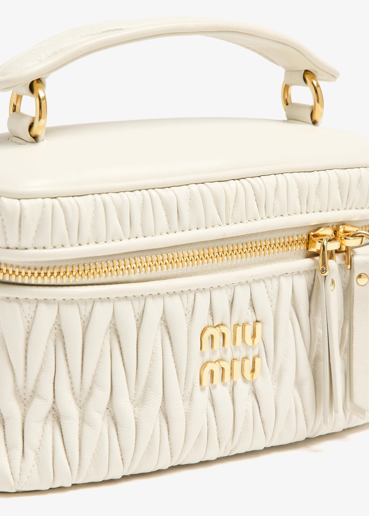 Miu Miu Matelassé Nappa Leather Vanity Case White (Pre-Loved)