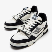 Louis Vuitton Black & White Monogram Denim LV Trainer 