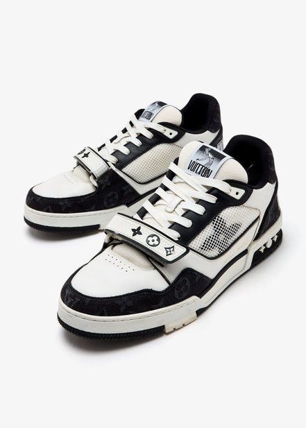 Louis Vuitton Black & White Monogram Denim LV Trainer "Unworn"