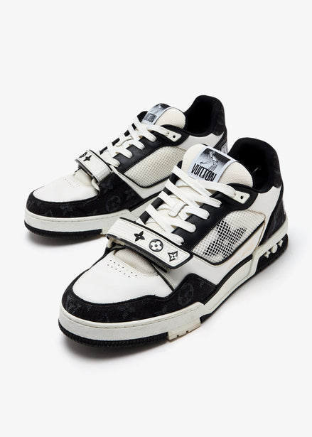 Louis Vuitton Black & White Monogram Denim LV Trainer "Unworn"