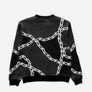 Louis Vuitton Rare Black Pinstripe Chainlink Sweatshirt 