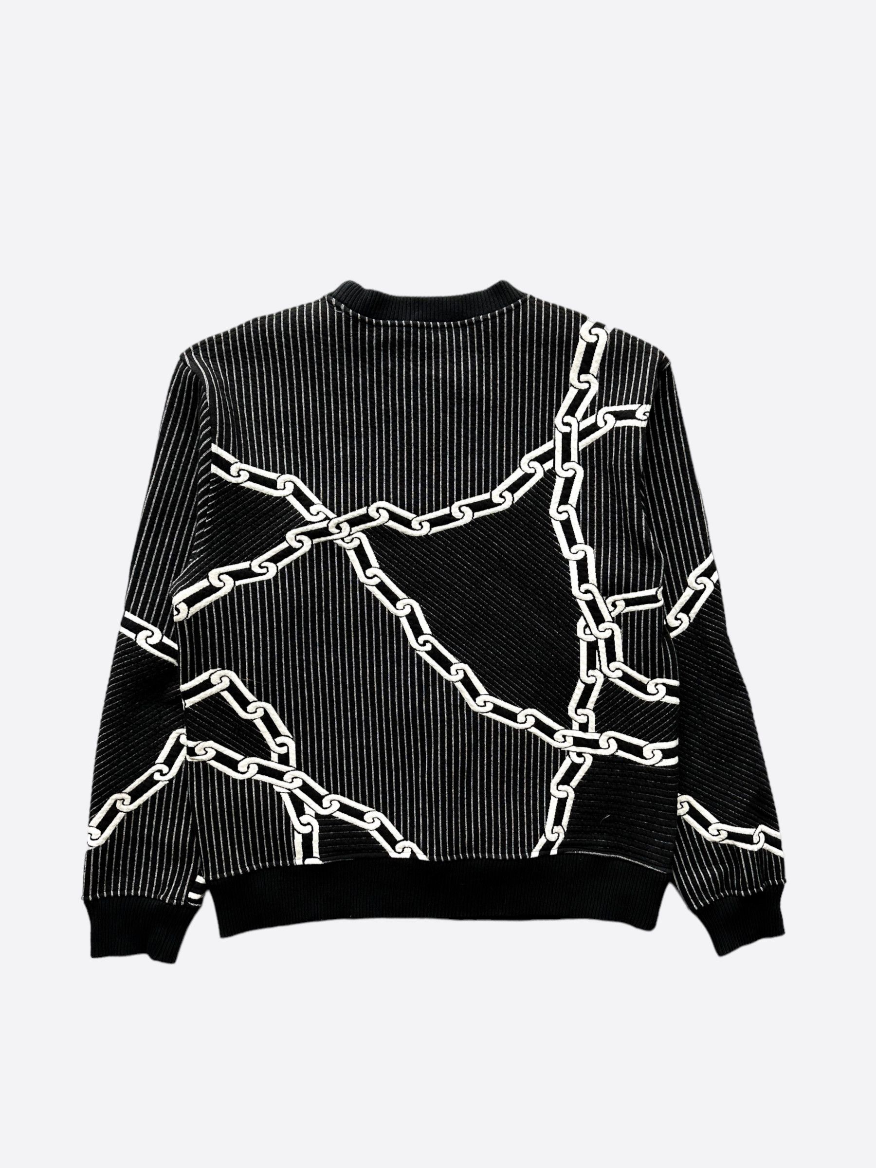Louis Vuitton Rare Black Pinstripe Chainlink Sweatshirt 