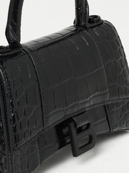Balenciaga Hourglass Small Handbag Black Croc-Effect Leather "Unworn"
