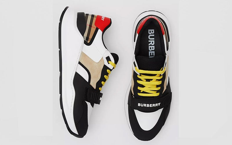 Burberry Ramsey Black, White & Yellow Multi-Color Trainers 