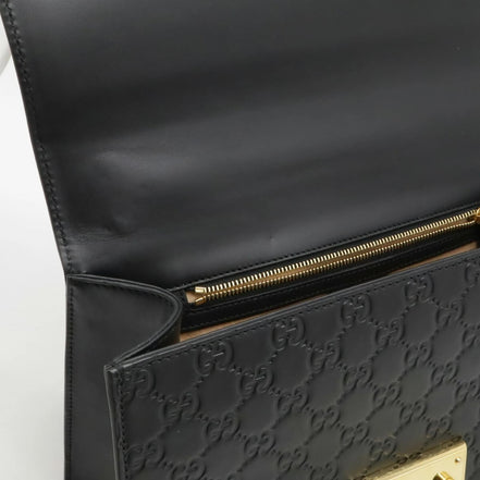 Gucci Black Signature Leather Padlock Small Shoulder Bag "Unworn"
