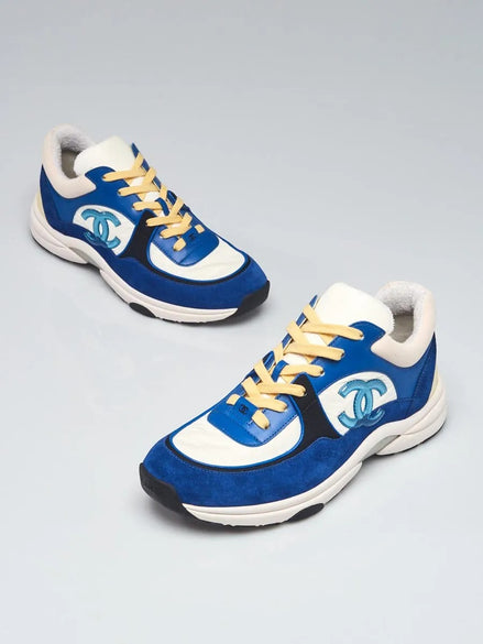 Chanel Suede and Nylon CC Trainers Navy/Grey (Pre-loved)