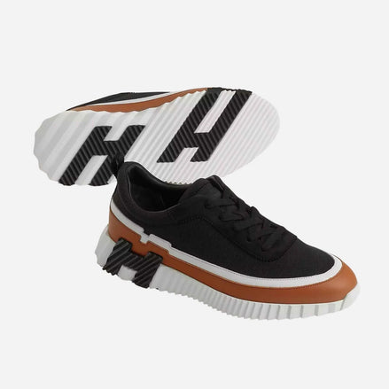 Hermes Bouncing "Brown Waves" Leather and Mesh Sneakers "Unworn"