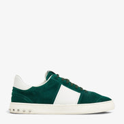 Valentino Garavani Green Suede & White Leather Flycrew Sneakers (Pre-Loved)
