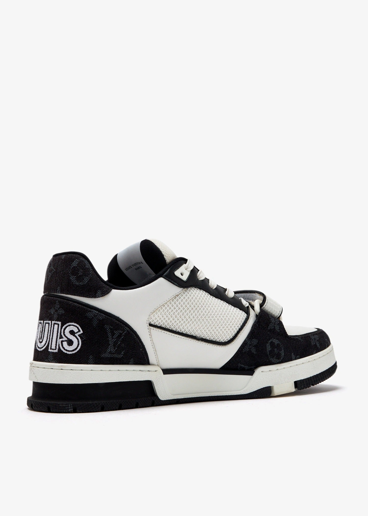Louis Vuitton Black & White Monogram Denim LV Trainer 